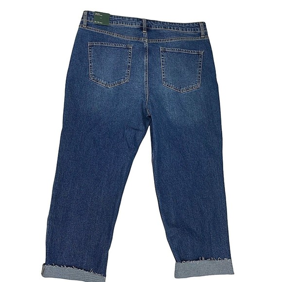 Wild Fable Womens Jeans Size 18 / 34 High Rise Raw Hem Straight Ankle Blue New - Picture 2 of 12